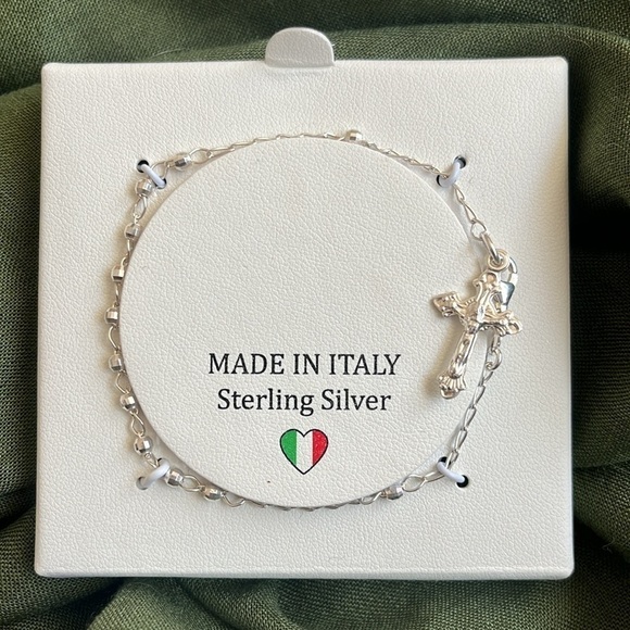 Brand New Sterling Silver Cross Bracelet Religious Christian Jesus Made in Italy - Picture 12 of 14